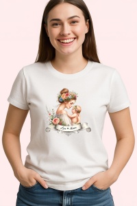Tricou Love Mama Ilustratie, din bumbac 100%, tricou alb, Dama | Barbat - Img 1