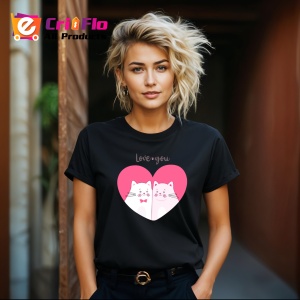Tricou Love You Kitty, din bumbac 100%, tricou negru, Dama | Barbat - Img 6