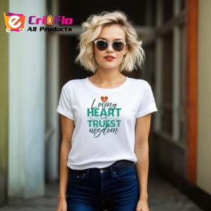 Tricou Loving Heart Truest Wisdom Citat Motivational, din bumbac 100% , tricou alb pentru Copii | Dama | Barbat - Img 8