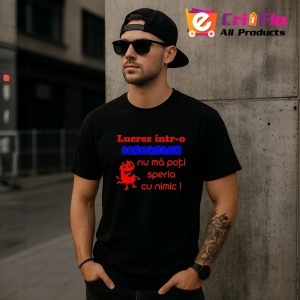 Tricou lucrez intr o gradinita nu ma poti speria cu nimic mesaj educator comic, Copii | Dama | Barbat , tricou negru - Img 7