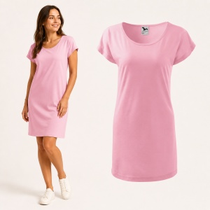 Tricou Lung Tip Rochie Damă Malfini Love 123, Roz, 95% Vâscoză, Croială Lejeră, Guler Tip Barcă, XS–2XL - Img 17