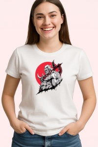 Tricou Luptator Minotaur Furios Fundal Gri Rosu, din bumbac 100% , tricou alb pentru Copii | Dama | Barbat - Img 2