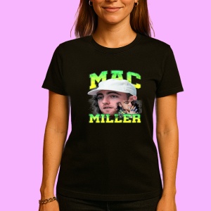 Tricou Mac Miller Portret artistic, muzica Rap, Dama | Barbat | Copii, Culoare Negru