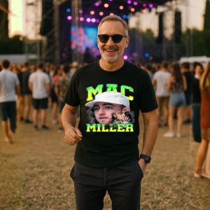 Tricou Mac Miller Portret artistic, muzica Rap, Dama | Barbat | Copii, Culoare Negru - Img 9