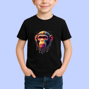 Tricou Maimuta realista in stil pop art fundal alb Copii | Dama | Barbat, culoare negru - Img 4