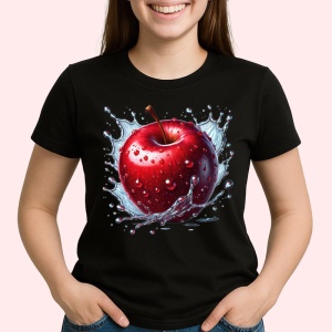 Tricou Mar rosu si explozie acvatica, Fructe, Copii | Dama, culoare negru - Img 2