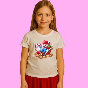 Tricou Mario Si Toad In Sanie Cu Cadouri, din bumbac 100%, tricou alb, Copii | Dama | Barbat