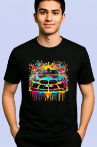 Tricou Masina sport tuning in stil pop art graffiti Copii | Dama | Barbat, culoare negru - Img 2