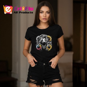 Tricou Masked woman flower eyes tattoo, femeie cu masca si tatuaj ochi de flori, Copii | Dama | Barbat , tricou negru - Img 7