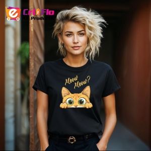 Tricou Meow Meow Pisica Portocalie Ochi Mari, din bumbac 100%, tricou negru Copii | Dama | Barbat - Img 8