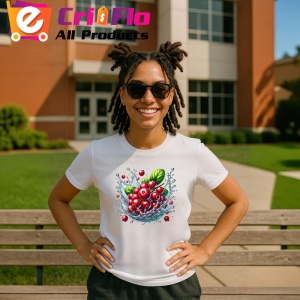 Tricou Merisoare si val acvatic, Fructe, Copii | Dama - Img 11