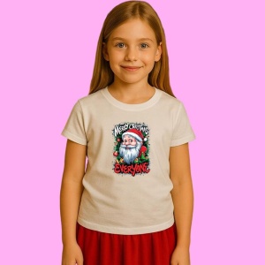 Tricou Merry Christmas Everyone Mos Craciun, din bumbac 100%, tricou alb, Copii | Dama | Barbat