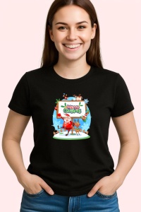Tricou Merry Christmas Mos Decor, din bumbac 100%, tricou negru, Dama | Barbat - Img 2