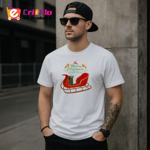 Tricou Merry Christmas Sanie, din bumbac 100%, tricou alb, Dama | Barbat