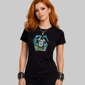 Tricou Metallica Demon Pe Scena, din bumbac 100%, tricou negru, Dama | Barbat