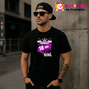 Tricou Mi Au Trebuit 18 Ani Bine Mov, din bumbac 100%, tricou negru, Dama | Barbat - Img 4