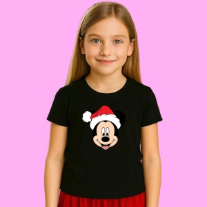 Tricou Mickey Chip Fericit Craciun, din bumbac 100% Copii | Dama | Barbat