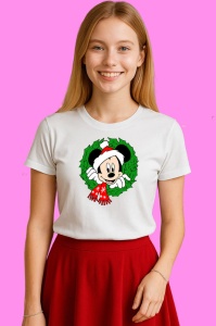 Tricou Mickey Cu Coronita Si Fular Rosu, din bumbac 100% Copii | Dama | Barbat - Img 3