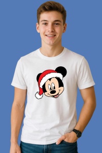 Tricou Mickey Portret Mos Craciun, din bumbac 100% Copii | Dama | Barbat - Img 2