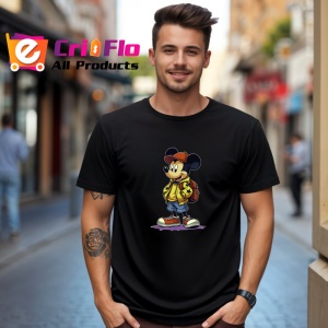 Tricou Mickey streetwear cu hanorac si rucsac rosu Copii | Dama | Barbat Barbat - Img 17