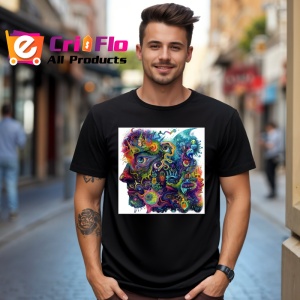 Tricou Microscop artistic cu forme si linii psihedelice Copii | Dama | Barbat, culoare negru - Img 6