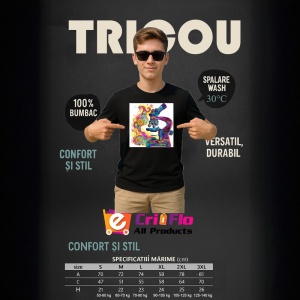 Tricou Microscop colorat stil graffiti desen digital Copii | Dama | Barbat, culoare negru - Img 6