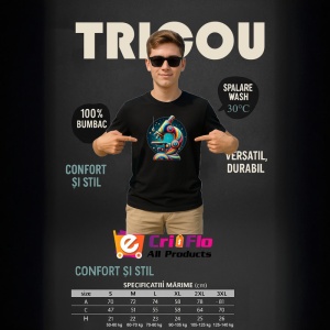 Tricou Microscop futurist in stil pop colorat Copii | Dama | Barbat, culoare negru - Img 7