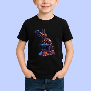 Tricou Microscop modern colorat in nuante inchise Copii | Dama | Barbat, culoare negru - Img 4