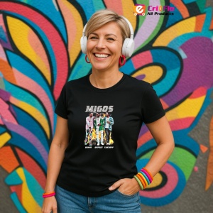 Tricou Migos - Pink & Silver Theme, muzica Hip-Hop / Trap, Dama | Barbat | Copii, Culoare Negru - Img 12