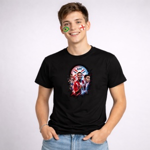 Tricou Miguel Almiron Paraguay World Cup Fifa 2026 V2, din bumbac 100%, tricou negru, Copii | Dama | Barbat
