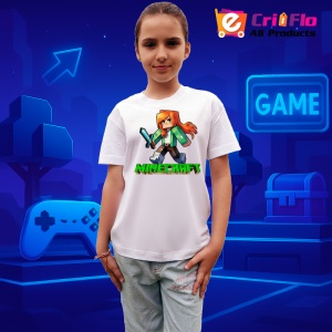Tricou Minecraft Aventuriera Cu Sabie Tricou Alb Copii | Dama | Barbat - Img 2
