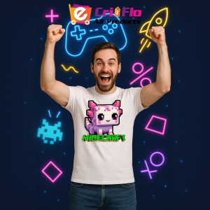 Tricou Minecraft Axolotl Roz Tricou Alb Copii | Dama | Barbat - Img 4