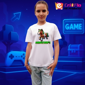 Tricou Minecraft Calut Pixelat Tricou Alb Copii | Dama | Barbat - Img 2