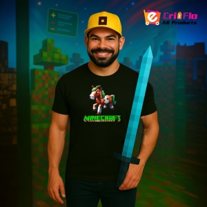 Tricou Minecraft Calut Pixelat Tricou Negru Copii | Dama | Barbat - Img 4