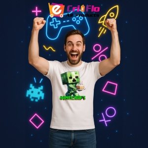 Tricou Minecraft Creeper Cu Tort Tricou Alb Copii | Dama | Barbat - Img 4