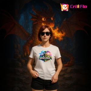 Tricou Minecraft Logo Artistic Tricou Alb Copii | Dama | Barbat - Img 9