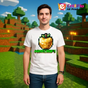 Tricou Minecraft Marul De Aur Tricou Alb Copii | Dama | Barbat