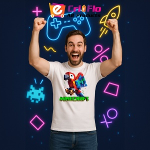 Tricou Minecraft Papagal Multicolor Tricou Alb Copii | Dama | Barbat - Img 4