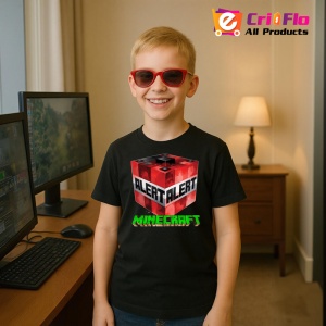 Tricou Minecraft TNT Alert Tricou Negru Copii | Dama | Barbat - Img 8