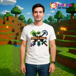 Tricou Minecraft Unelte Minecraft Tricou Alb Copii | Dama | Barbat