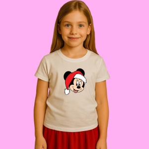 Tricou Minnie Cu Caciula Rosie Craciun, din bumbac 100% Copii | Dama | Barbat