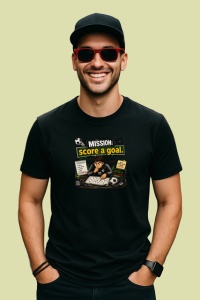 Tricou Mission Score A Goal Antrenor Fotbal V1, din bumbac 100%, tricou negru Copii | Dama | Barbat - Img 2