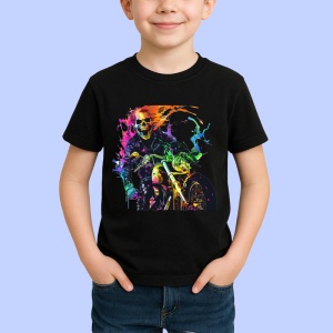 Tricou Motociclist neon cu efecte de viteza Copii | Dama | Barbat, culoare negru - Img 4