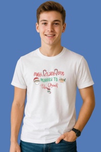 Tricou Mrs Claus But Married To The Grinch Christmas Cutting, din bumbac 100%, tricou alb, Copii | Dama | Barbat - Img 2