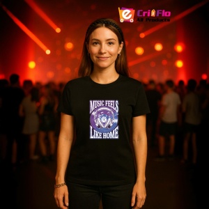 Tricou Music Feels Like Home Boxe Violet, Copii | Dama | Barbat, culoare negru - Img 10