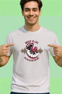 Tricou Music Is Life Pian Inima, Copii | Dama | Barbat - Img 2