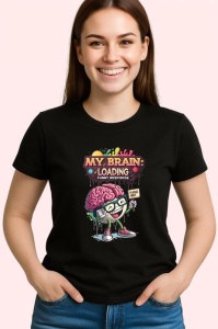 Tricou My Brain Loading Please Wait, Copii | Dama | Barbat, culoare negru - Img 3