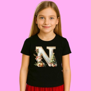 Tricou N Litere Craciun Cu Ren, Brad, Luminite Si Cadouri, din bumbac 100% Copii | Dama | Barbat