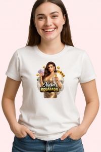 Tricou Nasa Bogatasa Femeie Eleganta Pahar V1, din bumbac 100% , tricou alb pentru Dama