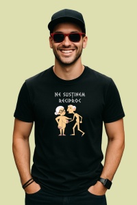 Tricou Ne Sustinem Reciproc Pensionari, din bumbac 100%, tricou negru, Dama | Barbat - Img 2
